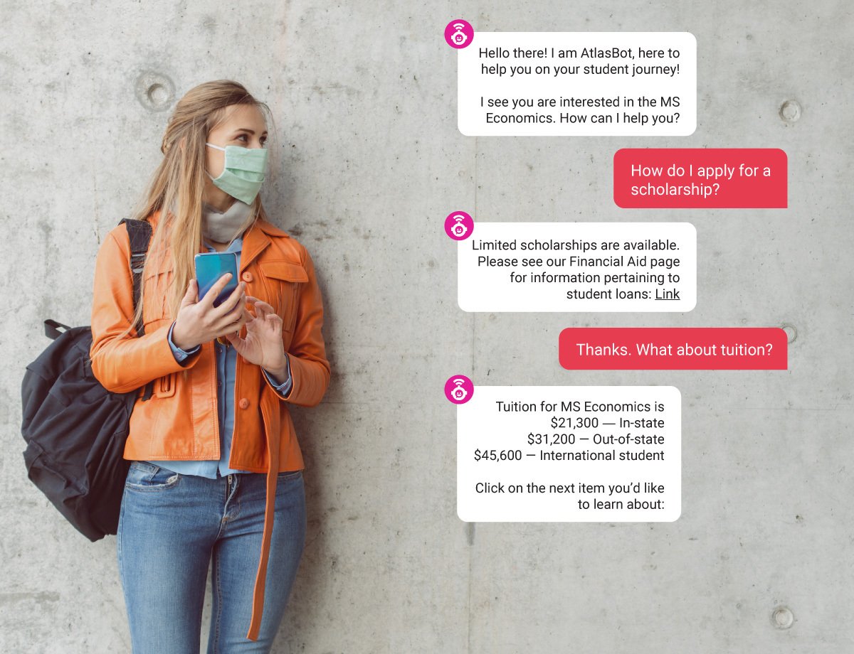 Woman engages with an AtlasRTX chatbot